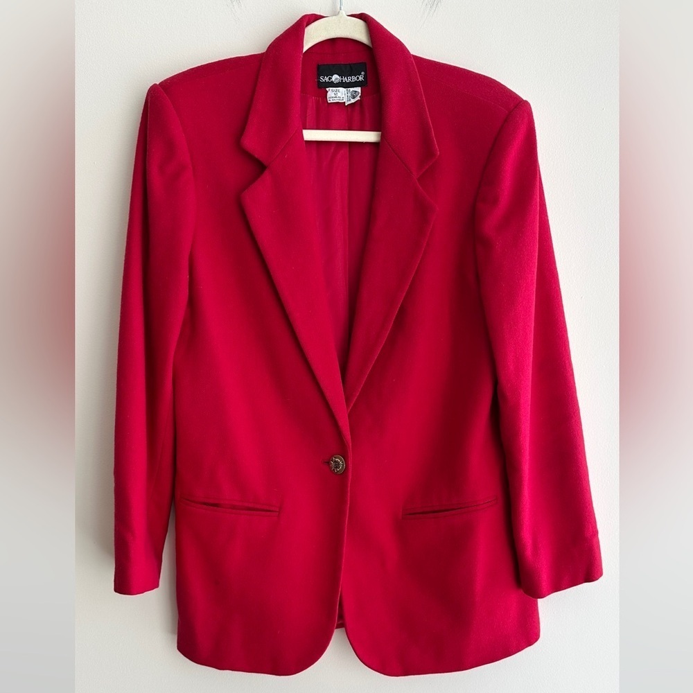 Sag Harbor Women’s Vintage Red Wool Blazer, Size 12